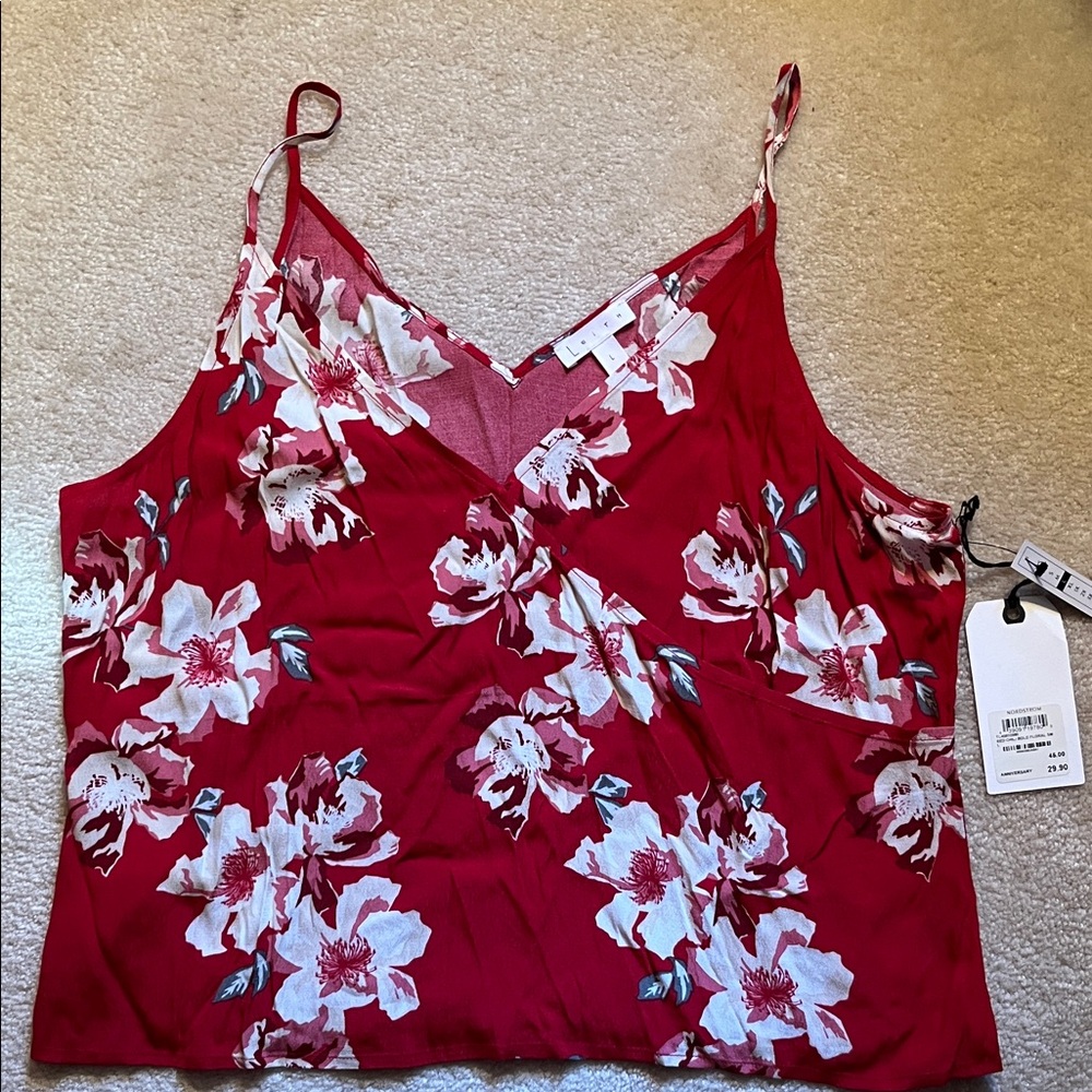 Leith Red Floral Camisole Top sz Large